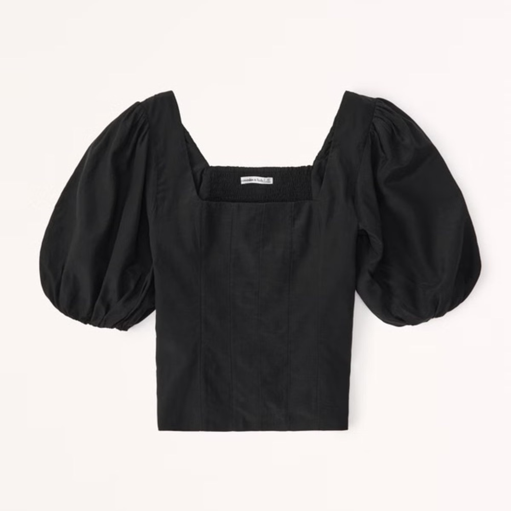 Abercrombie & Fitch Black Puff Sleeve Blouse